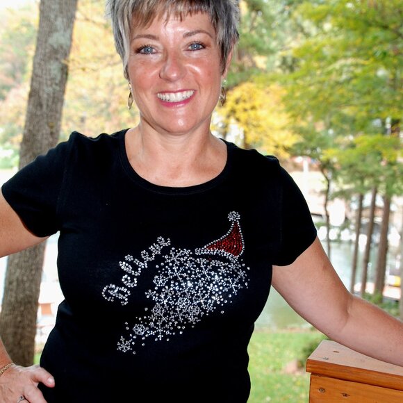 Christmas Believe rhinestone bling short sleeved shirt XS S M L XL XXL 1X 2X … - Picture 1 of 6